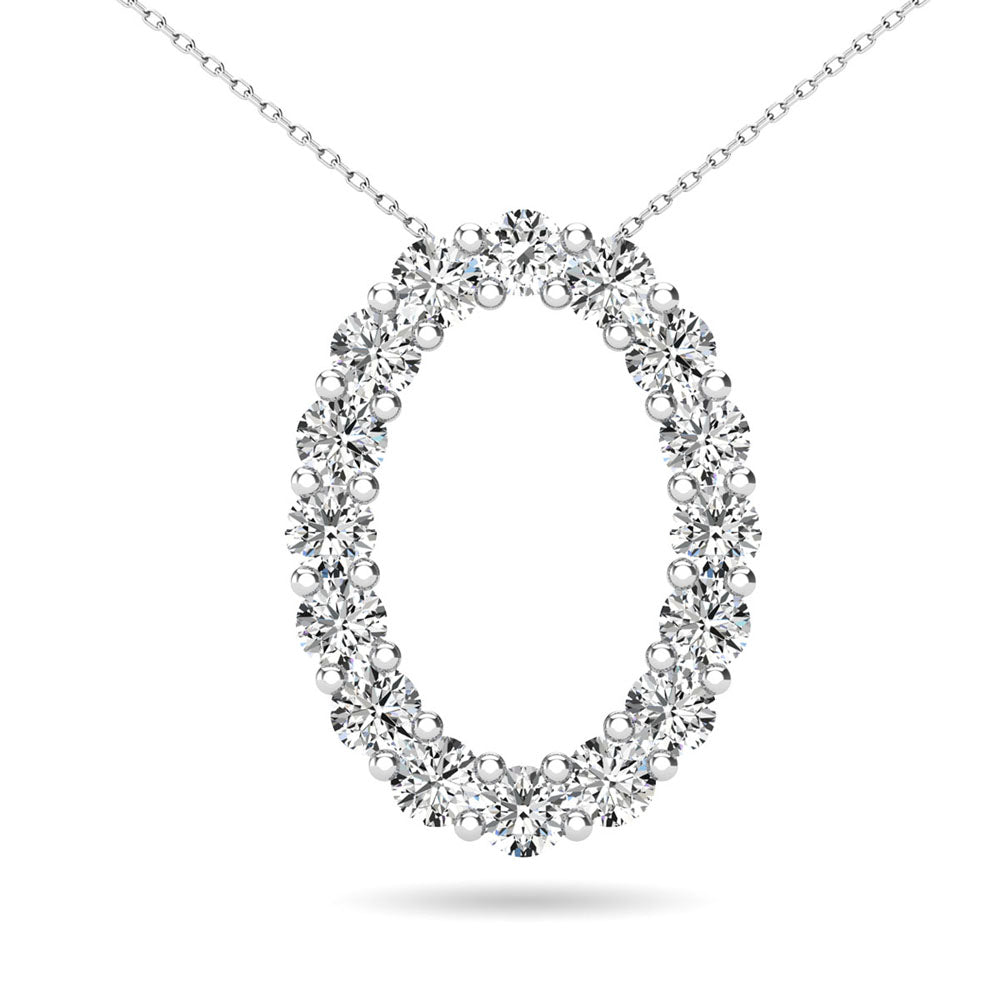 3/8 Ct. Tw. Oval Shaped Diamond Pendant in 14k White Gold
