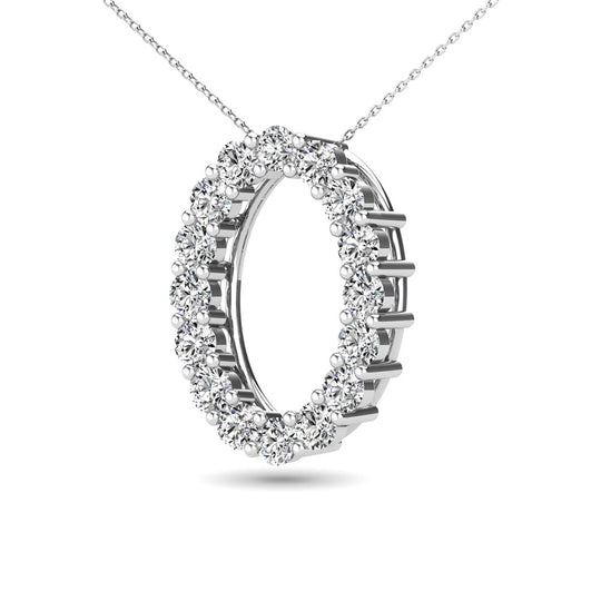 3/8 Ct. Tw. Oval Shaped Diamond Pendant in 14k White Gold