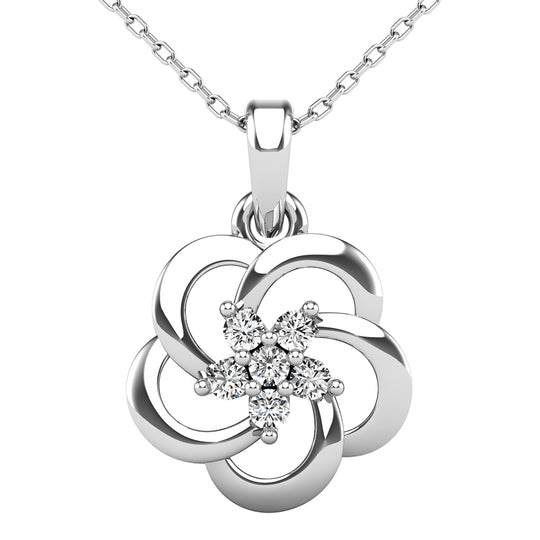1/10 ct. Open Flower Diamond Pendant