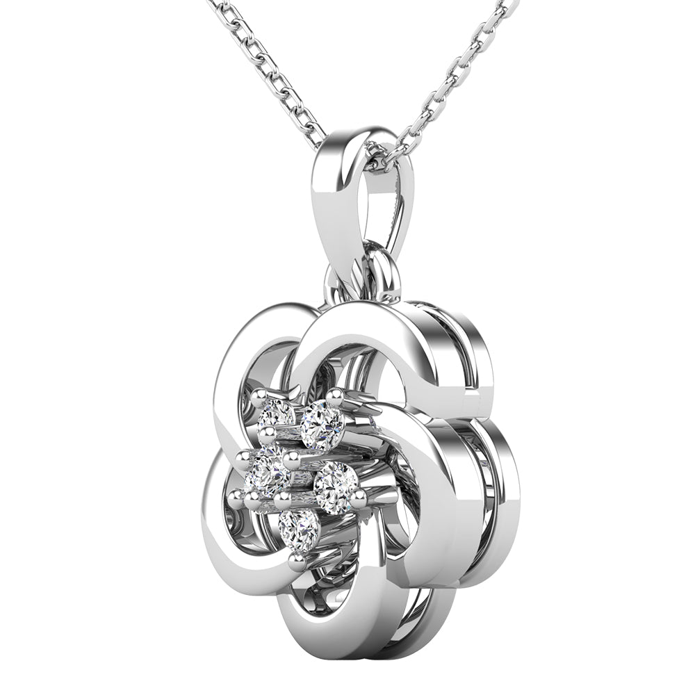 1/10 ct. Open Flower Diamond Pendant