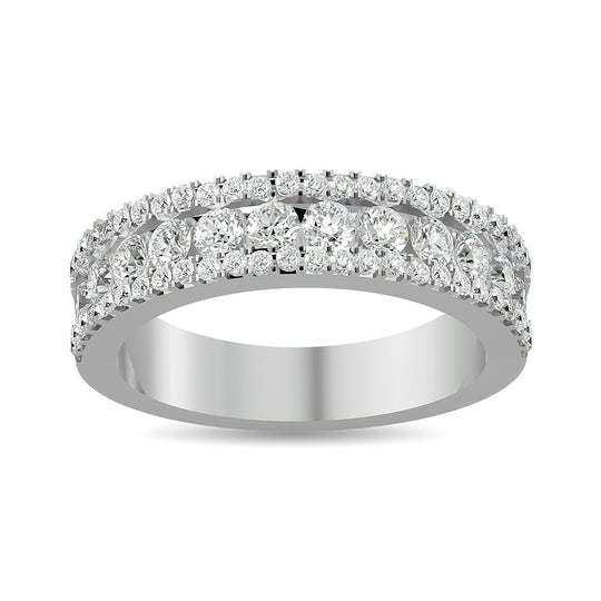 Banda a M√°quina con Diamantes de 1 qt total en Oro Blanco de 14k