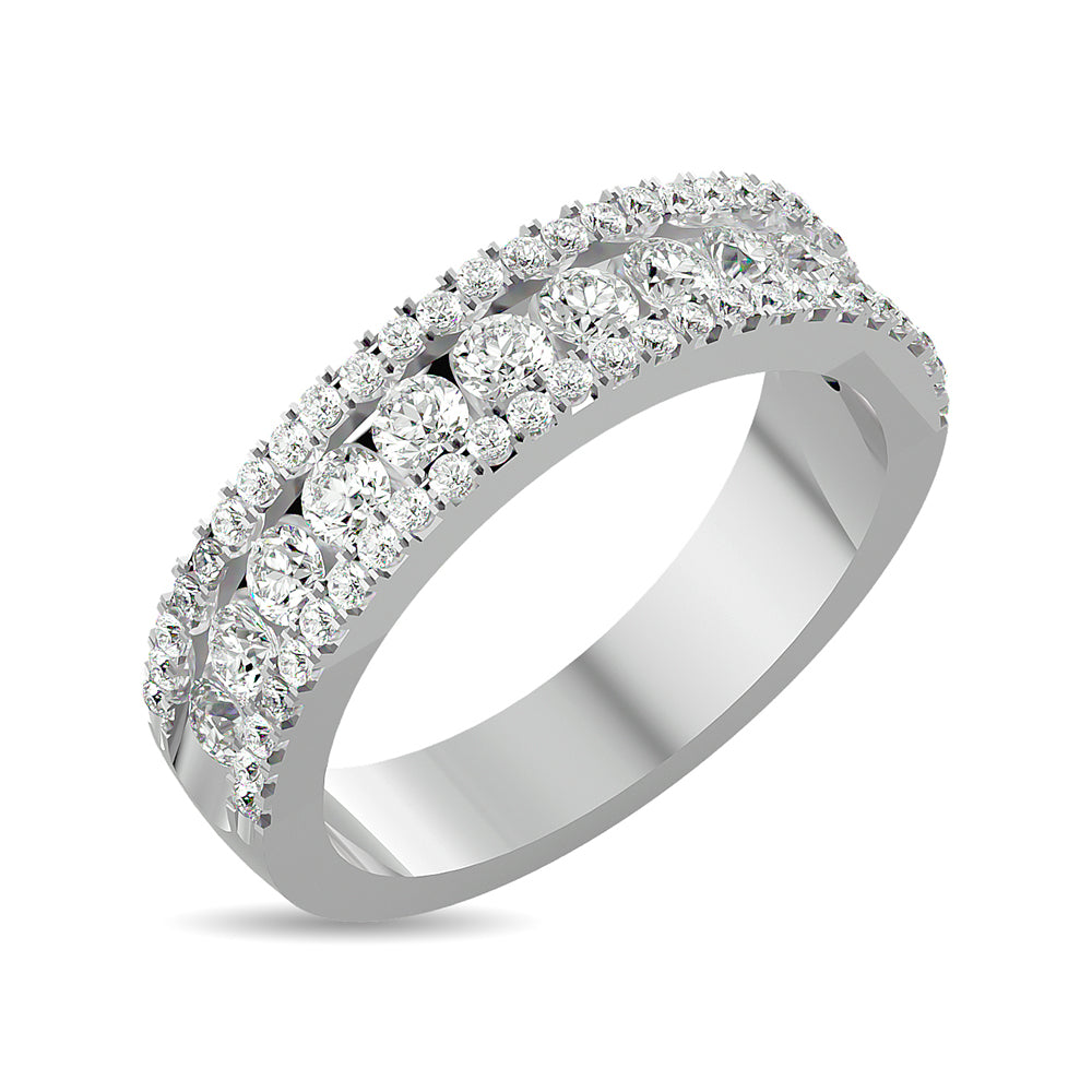 Banda a M√°quina con Diamantes de 1 qt total en Oro Blanco de 14k