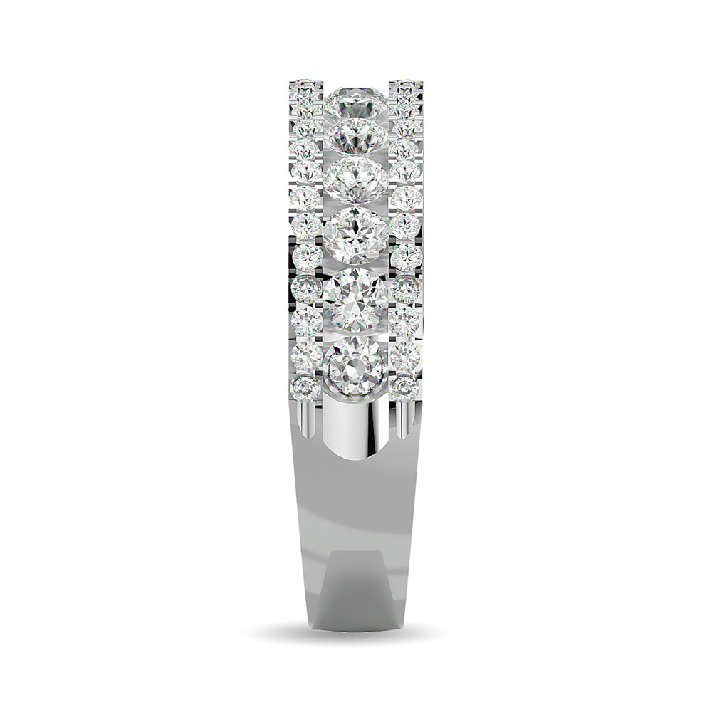 Banda a M√°quina con Diamantes de 1 qt total en Oro Blanco de 14k