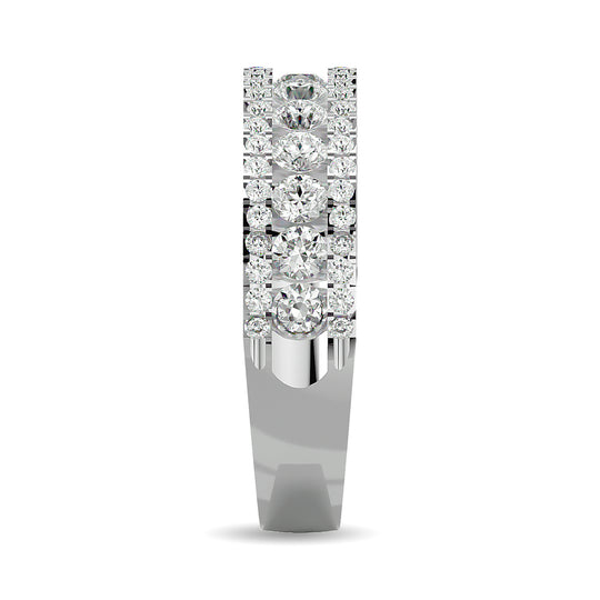Banda a M√°quina con Diamantes de 1 qt total en Oro Blanco de 14k