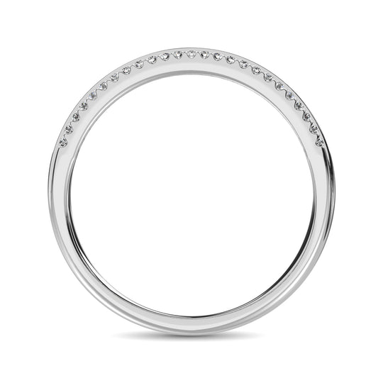 Oro blanco de 14 quilates con diamante redondo y baguette de 2/5 qt. total. Banda de aniversario