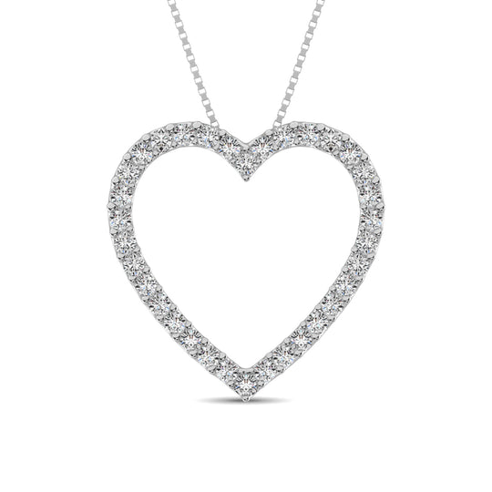 Diamante de oro blanco de 10 quilates de 1/2 qt. total Colgante de coraz‚àö‚â•n