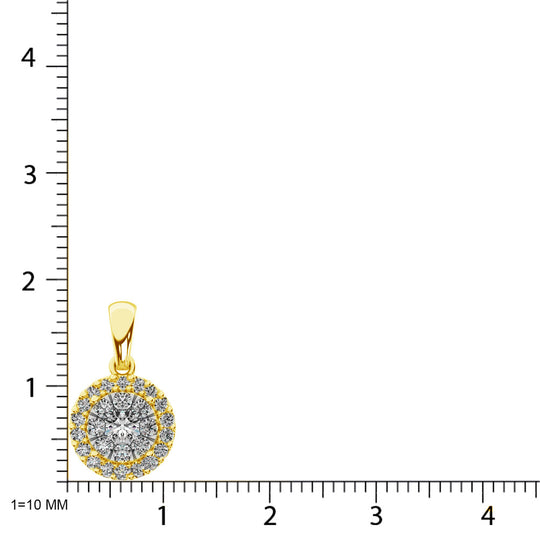 Modern round cut diamond pendant 5/8 ct total in 14k yellow gold