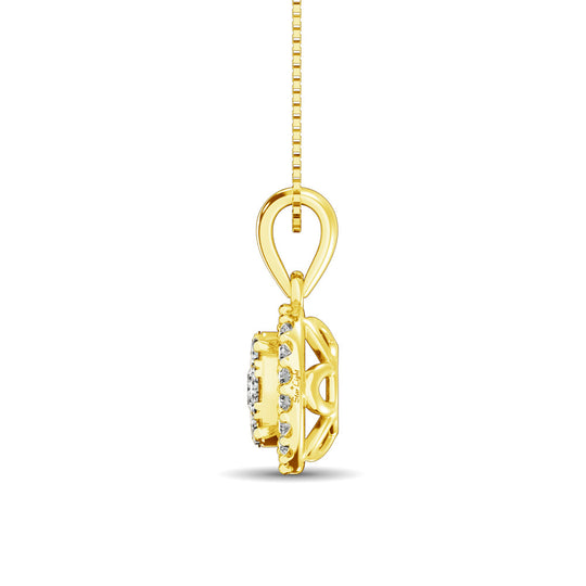 Modern round cut diamond pendant 5/8 ct total in 14k yellow gold