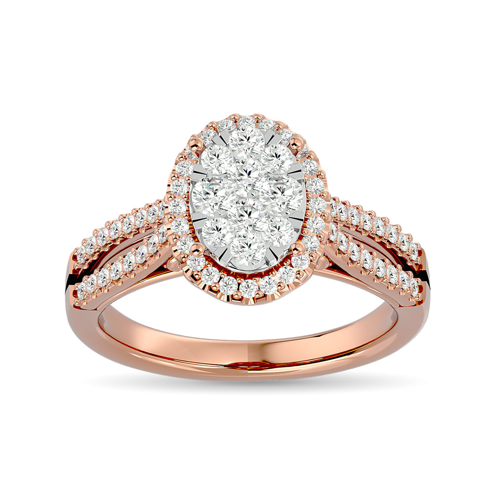 Anillo de Compromiso con Forma Ovalada con Diamante de 3/4 qt en Oro Blanco de 14k