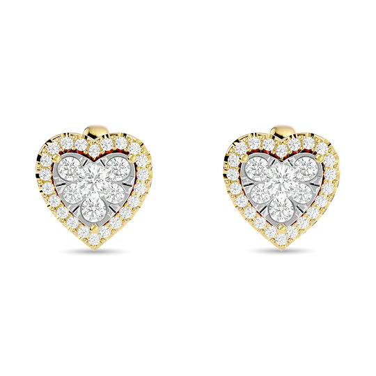 1 ct. Diamond Heart Shaped Fashion Earrings in 14k Yellow Gold