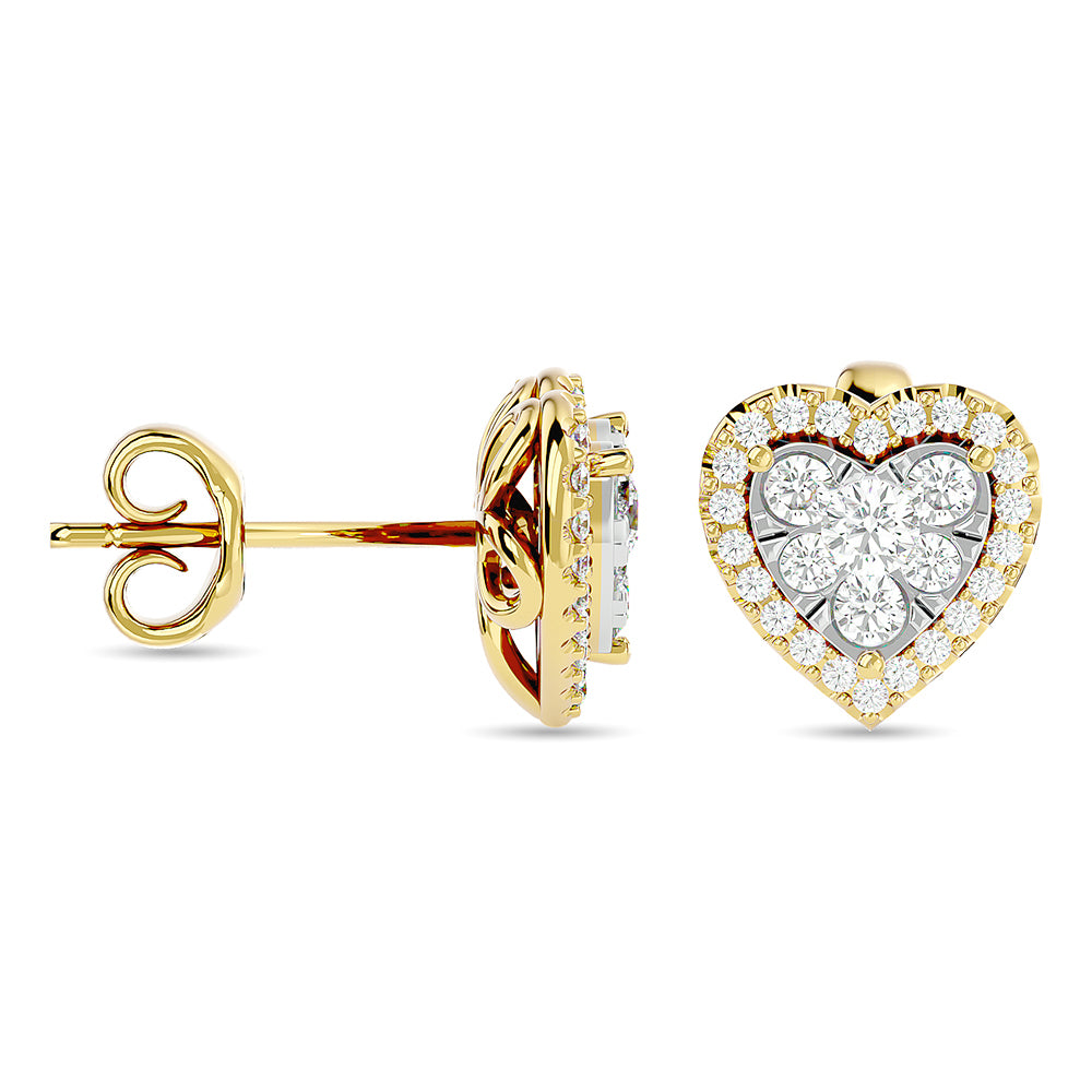 1 ct. Diamond Heart Shaped Fashion Earrings in 14k Yellow Gold