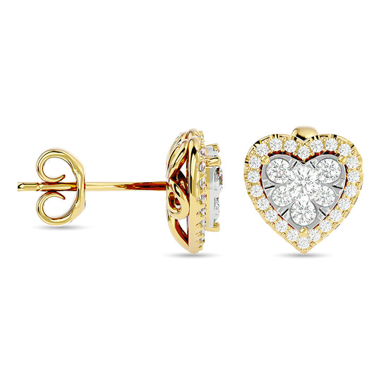 1 ct. Diamond Heart Shaped Fashion Earrings in 14k Yellow Gold