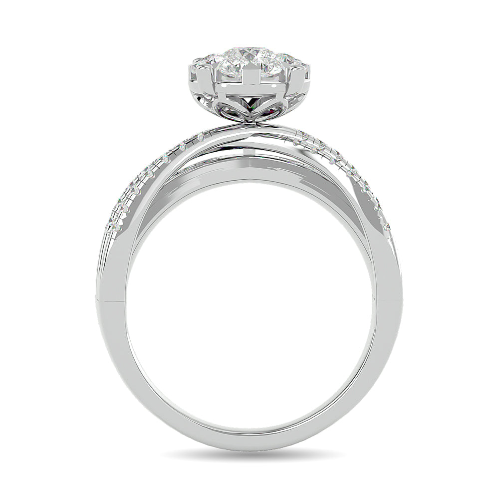 Diamante de 1 qt.Tw. Anillo de compromiso en oro blanco de 14 k