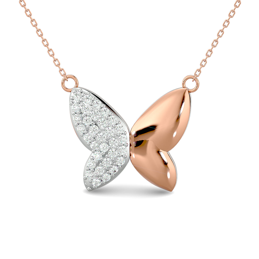 1/8 ct. total diamond butterfly necklace in 10k rose gold