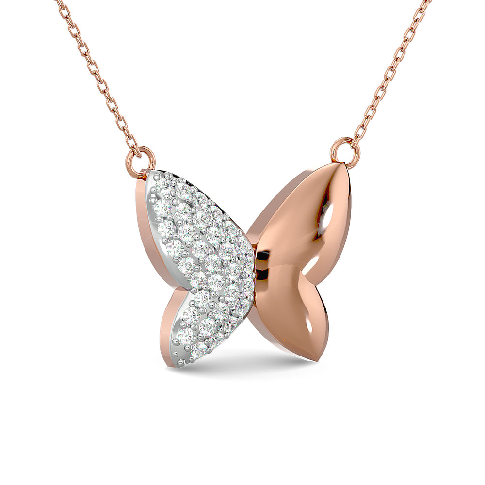1/8 ct. total diamond butterfly necklace in 10k rose gold