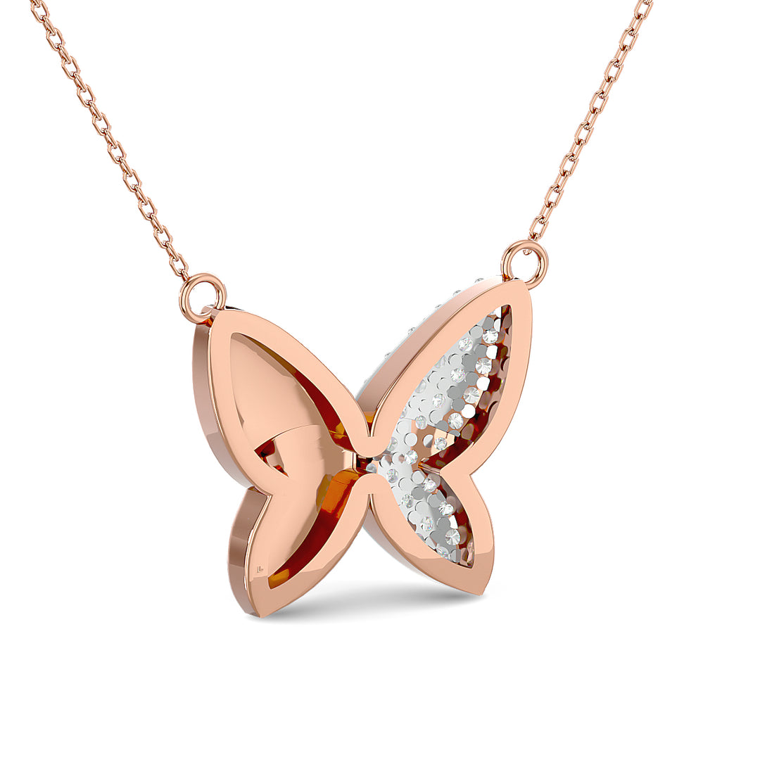 1/8 ct. total diamond butterfly necklace in 10k rose gold