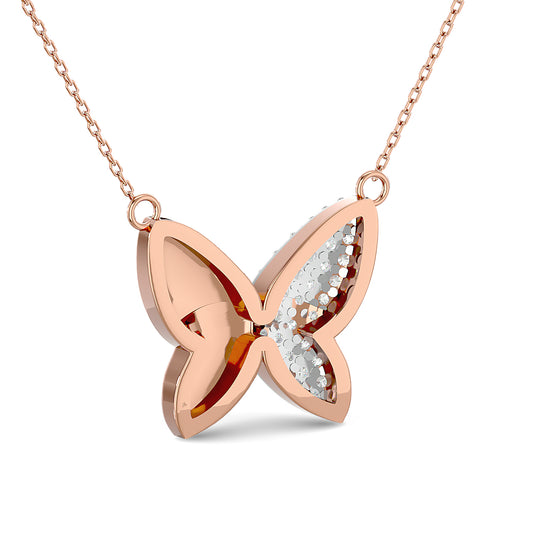 1/8 ct. total diamond butterfly necklace in 10k rose gold