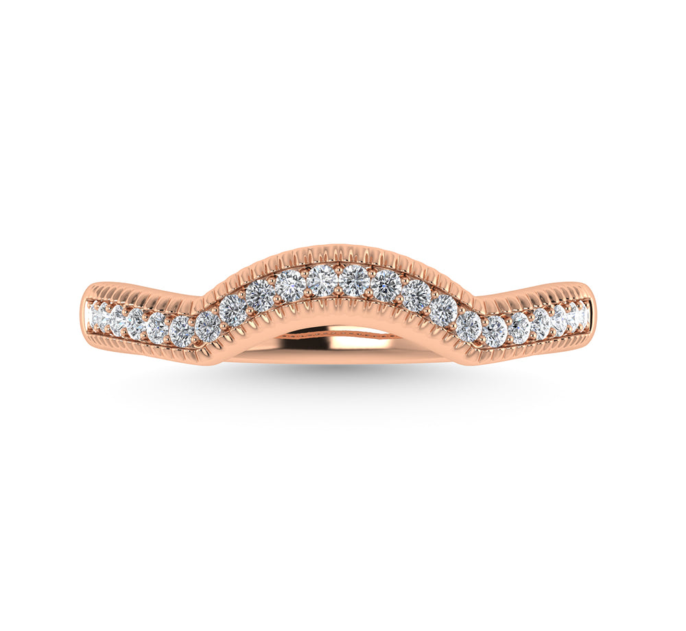 Diamante 1/10 Ct.Tw. Banda de chevr√≥n en oro rosado de 14 k