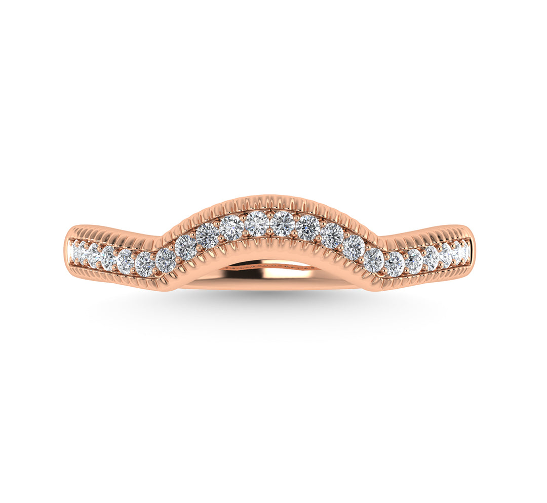 Diamante 1/10 Ct.Tw. Banda de chevr√≥n en oro rosado de 14 k