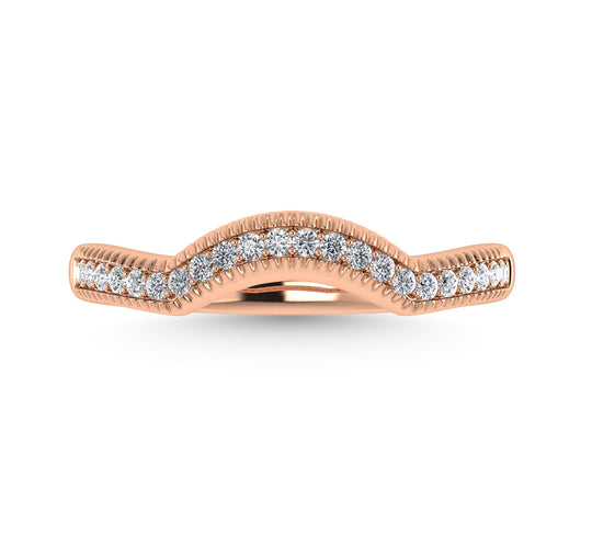 Diamante 1/10 Ct.Tw. Banda de chevr√≥n en oro rosado de 14 k