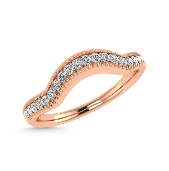 Diamante 1/10 Ct.Tw. Banda de chevr√≥n en oro rosado de 14 k