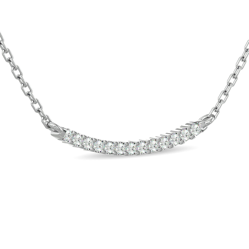Collar moderno de diamantes de talla redonda de 1/6 qt total en oro blanco de 10 k