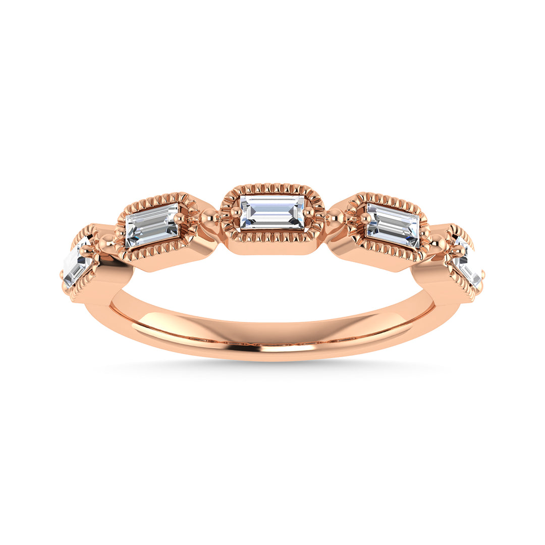 1/4 Ct. Diamond Baguette Anniversary Band in 14k Rose Gold