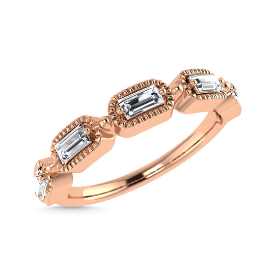 1/4 Ct. Diamond Baguette Anniversary Band in 14k Rose Gold