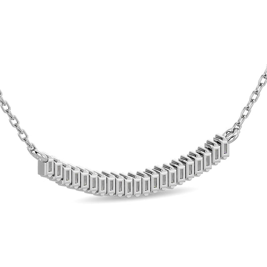 1/6 Ct. Diamond Tw. Baguette Fashion Necklace in 14k White Gold