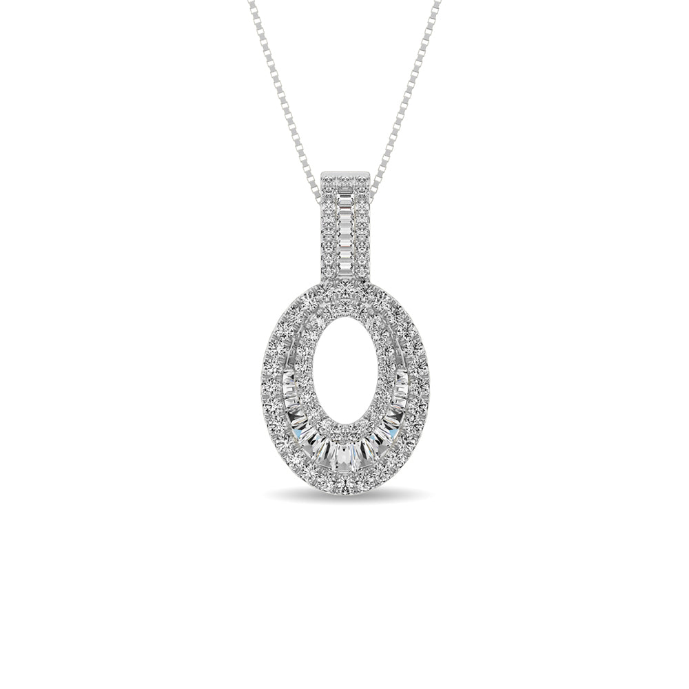 5/8 Ct. Tw. Round and Baguette Modern Pendant in 14k White Gold