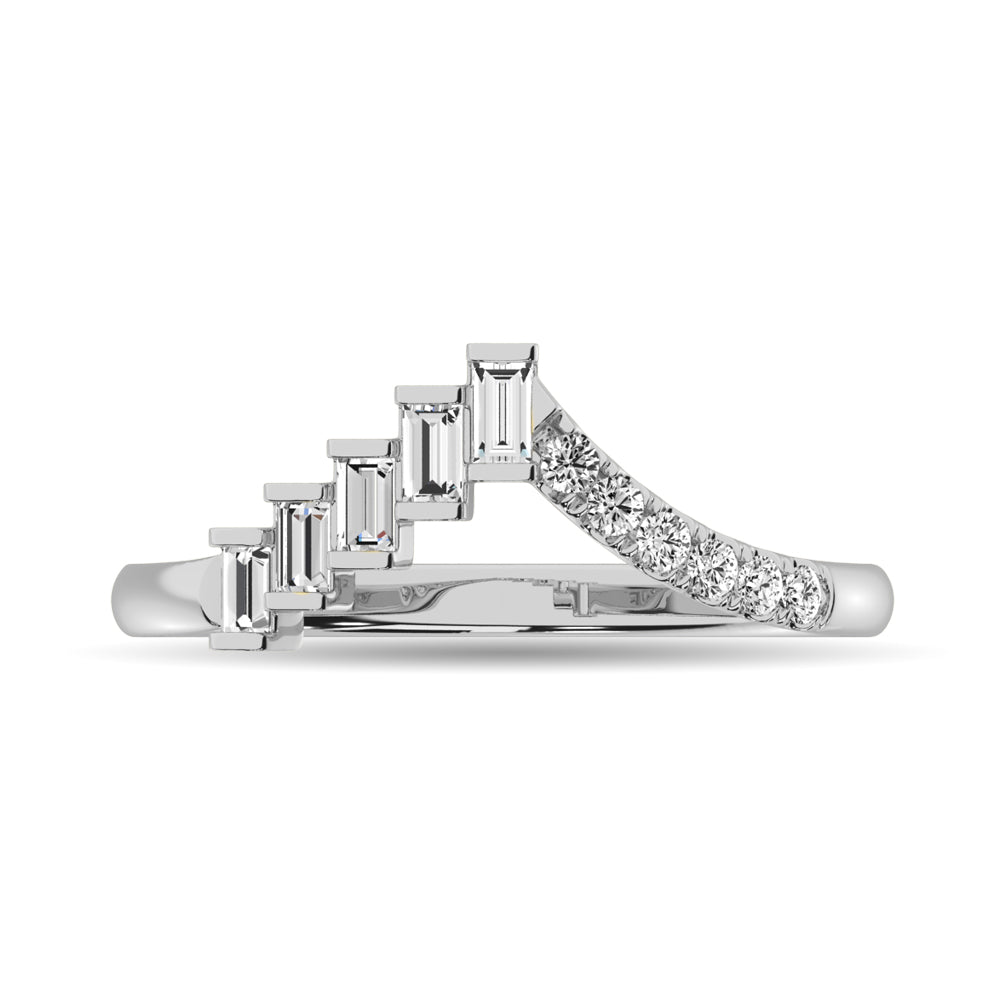 Anillo con Diamantes de Baguette de 1/4 qt en Oro Blanco de 10k