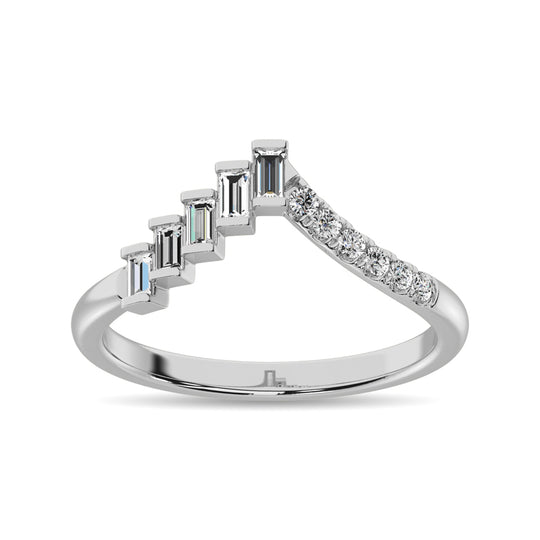 Anillo con Diamantes de Baguette de 1/4 qt en Oro Blanco de 10k