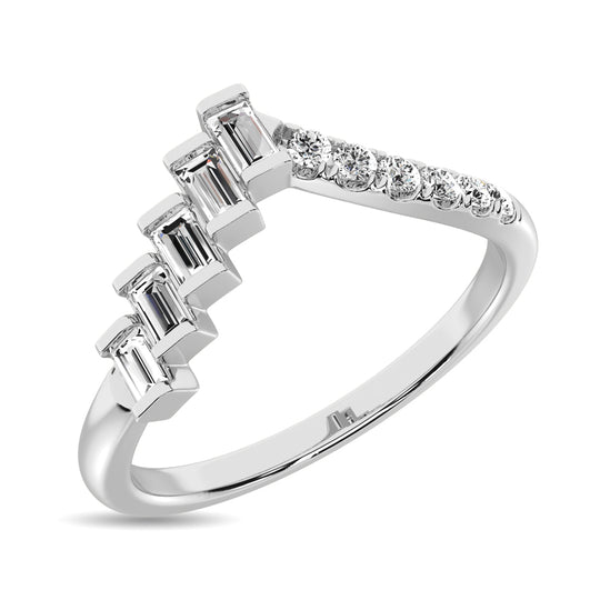 Anillo con Diamantes de Baguette de 1/4 qt en Oro Blanco de 10k
