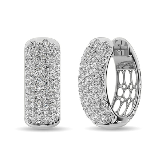 3 1/10 ct. Diamond Hoop Earrings in 14k White Gold