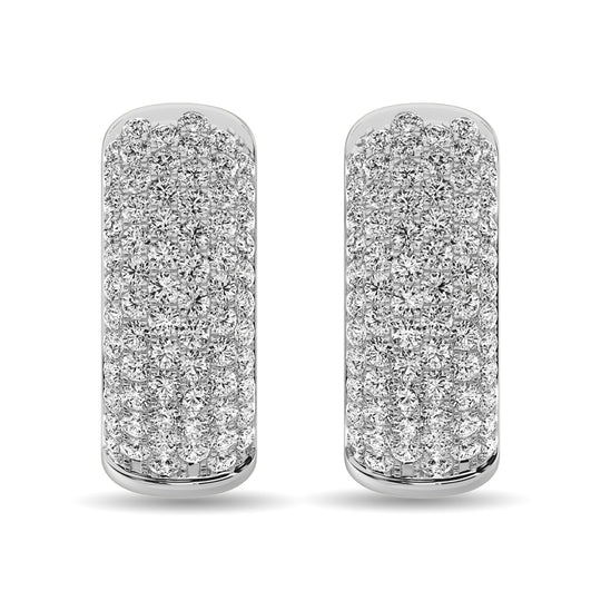 3 1/10 ct. Diamond Hoop Earrings in 14k White Gold