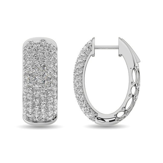 3 1/10 ct. Diamond Hoop Earrings in 14k White Gold