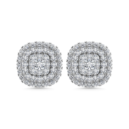 Diamante 5/8 Ct.Tw. Aretes de moda en racimo en oro blanco de 14 k