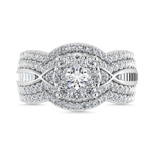 Diamante 1 1/2 Ct.Tw. Anillo de moda en oro blanco de 14 quilates