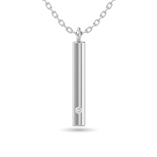 1/50 ct total weight diamond bar pendant in 10k white gold