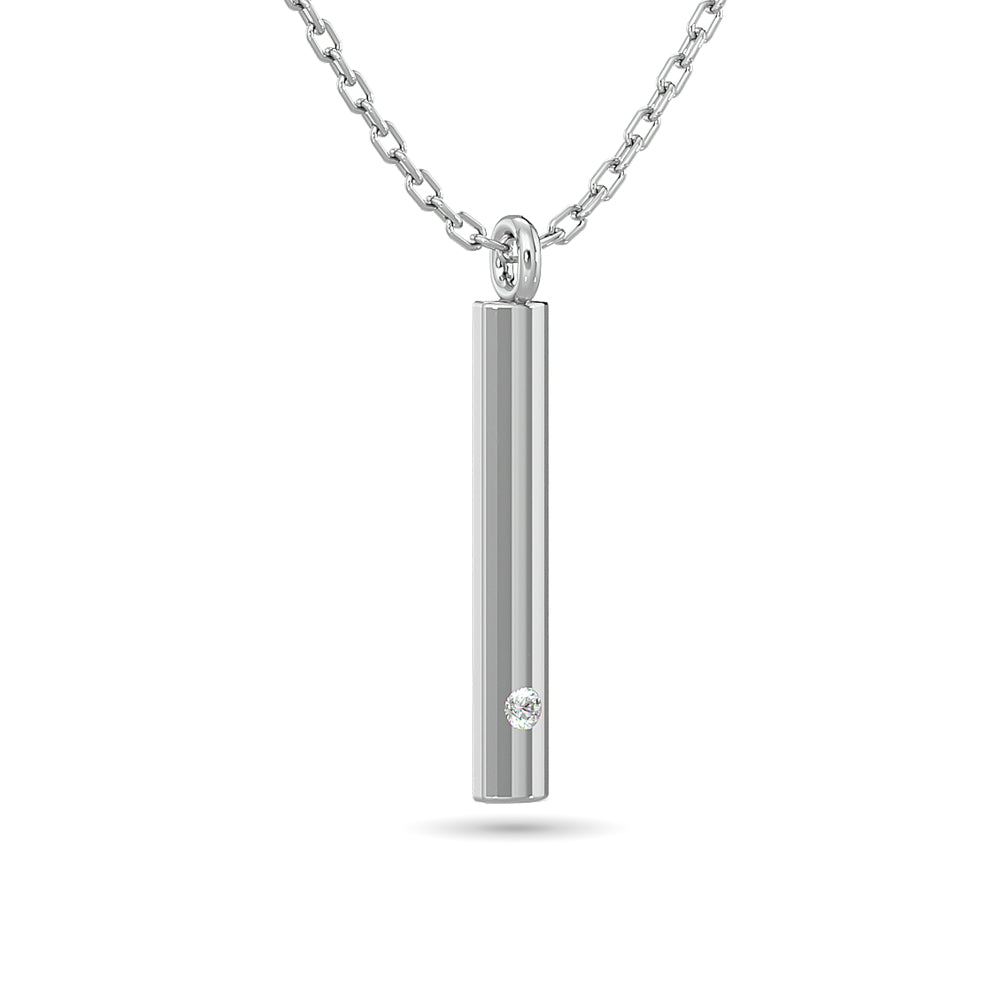 1/50 ct total weight diamond bar pendant in 10k white gold