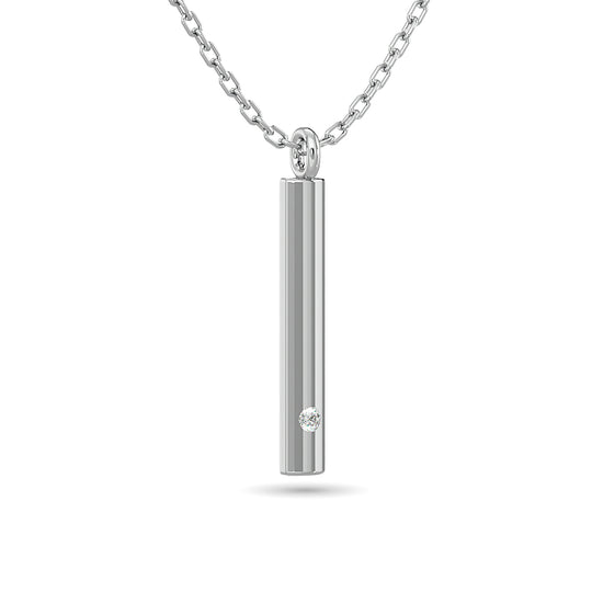 1/50 ct total weight diamond bar pendant in 10k white gold