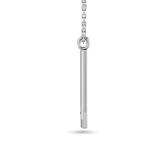 1/50 ct total weight diamond bar pendant in 10k white gold
