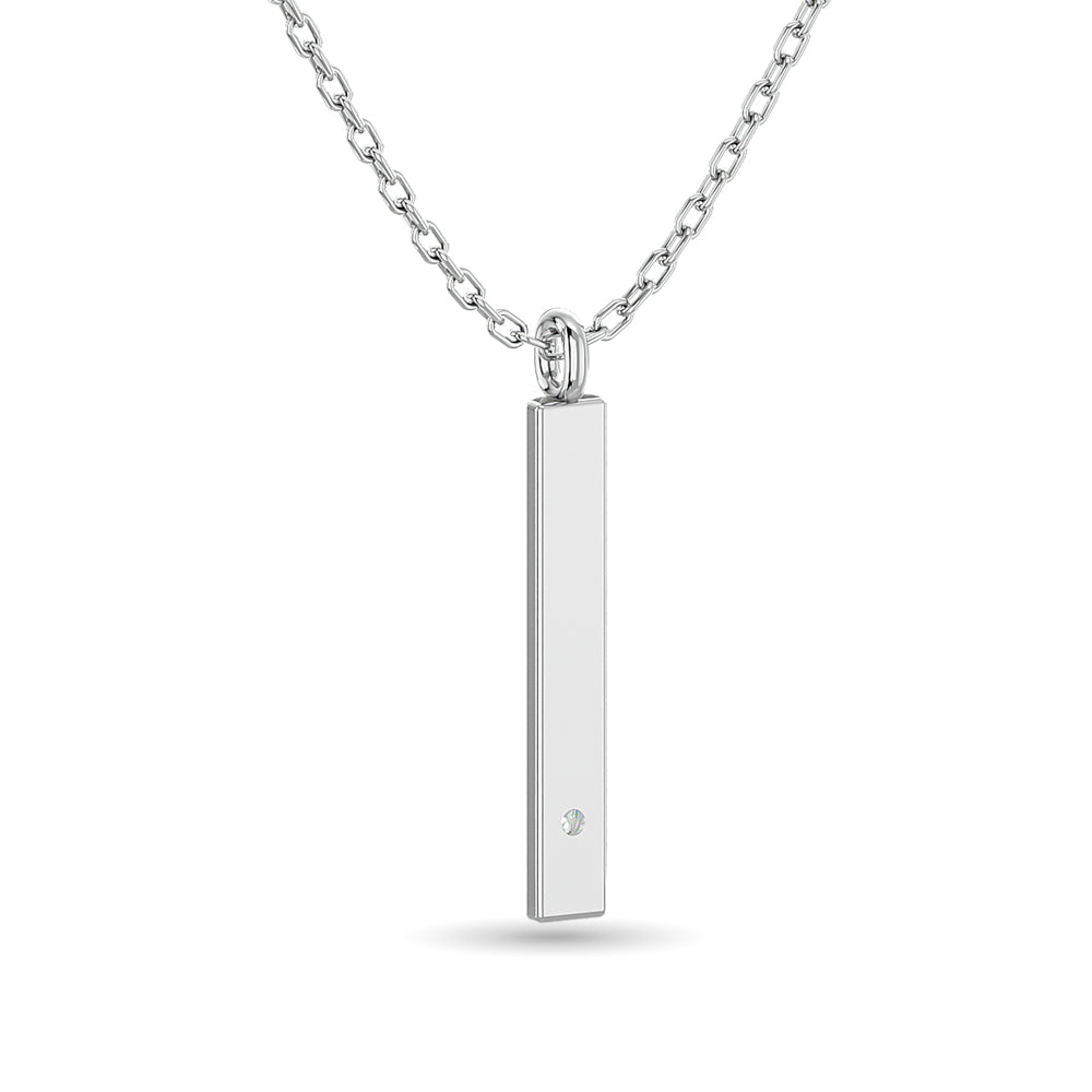 1/50 ct total weight diamond bar pendant in 10k white gold