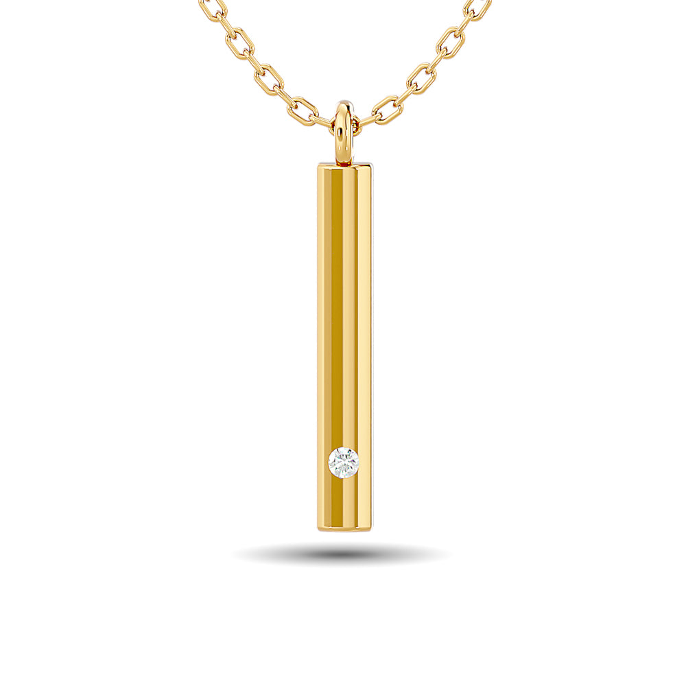 1/50 ct total weight diamond bar pendant in 10K yellow gold