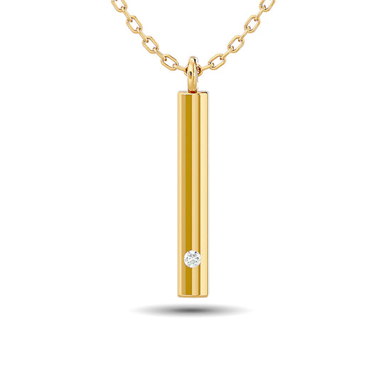 1/50 ct total weight diamond bar pendant in 10K yellow gold