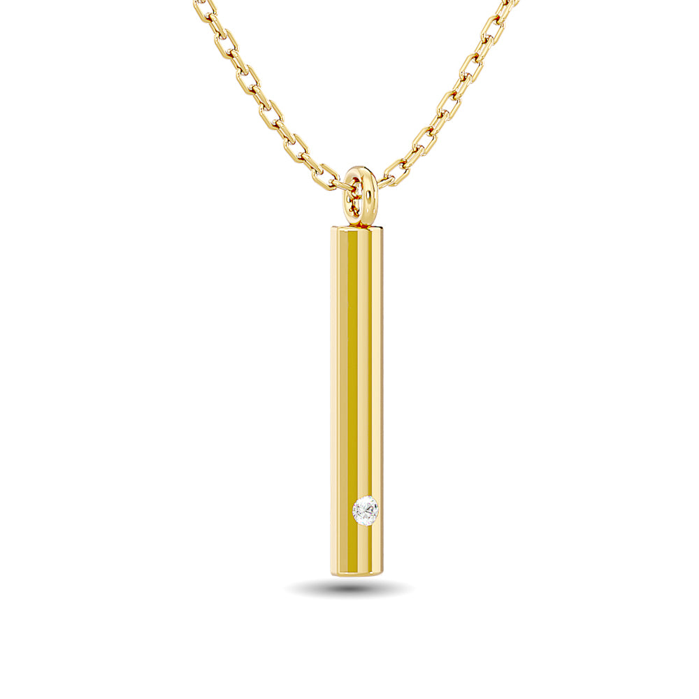 1/50 ct total weight diamond bar pendant in 10K yellow gold