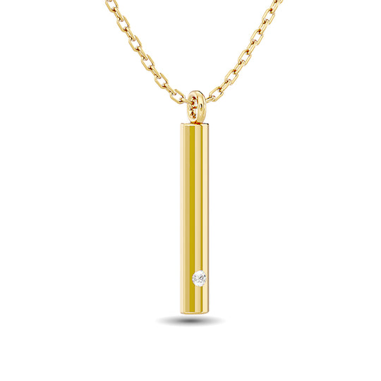 1/50 ct total weight diamond bar pendant in 10K yellow gold