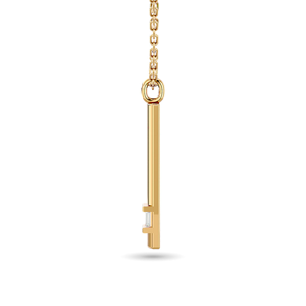 Colgante con barra de diamantes de 1/50 ct de peso total en oro amarillo de 10 quilates