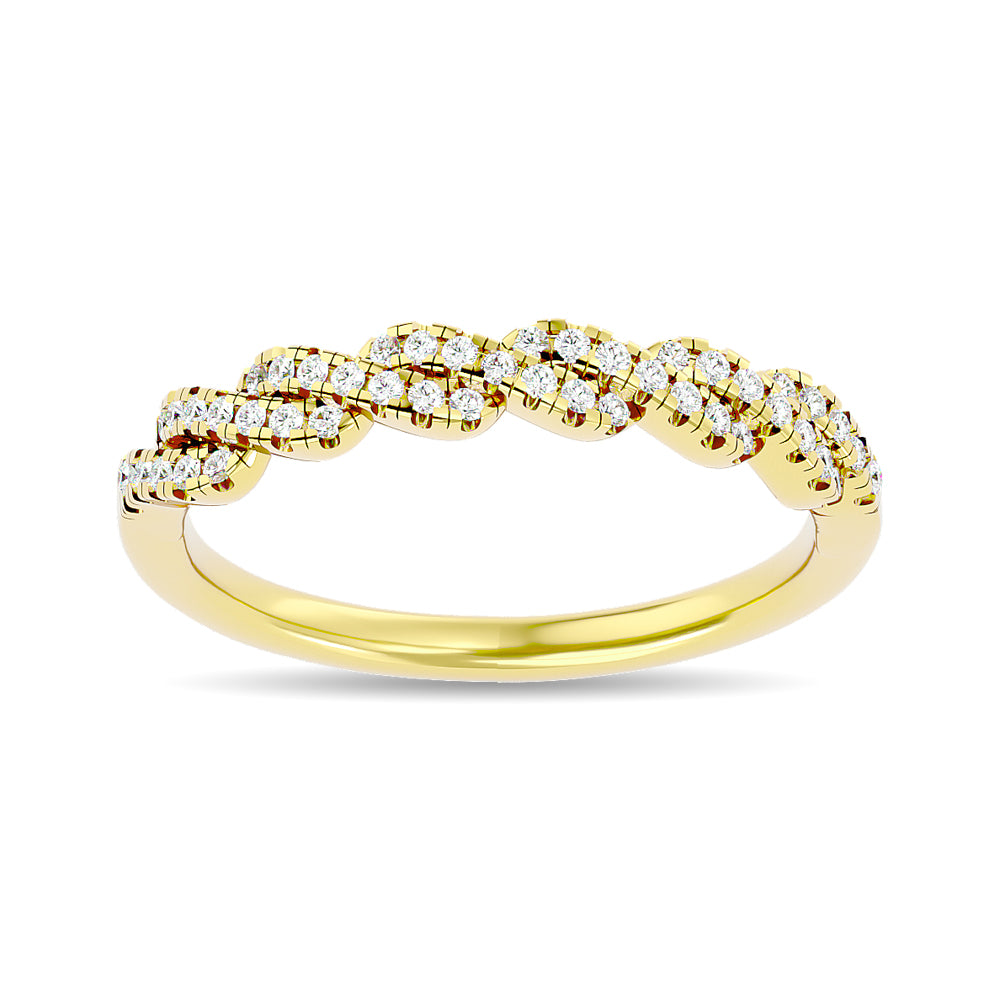 Anillo Apilable con Diamantes de 1/6 qt en Oro Amarillo de 14k