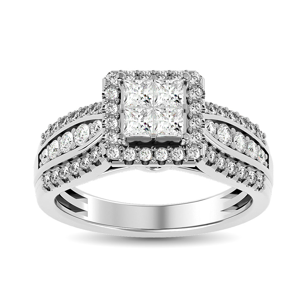 Anillo de Compromiso con Diamantes de 1 qt en Oro Blanco de 14k